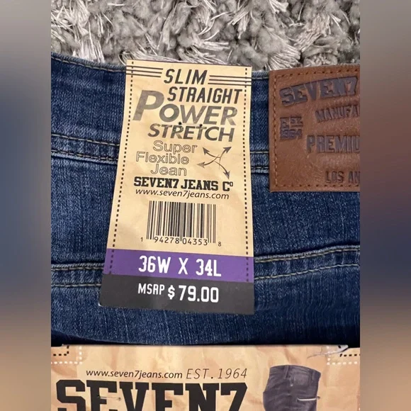 NWT Seven jeans. Men’s super stretch, power straight. 36x34 - Picture 2 of 9